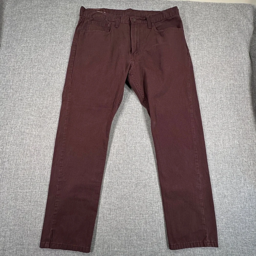 Levis 512 Slim Taper Jeans Mens 36x29 (Fits 36x28) Maroon Burgundy Stretch Twill